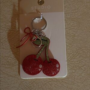 Rhinestone Double Cherry Keychain/Bag Charm